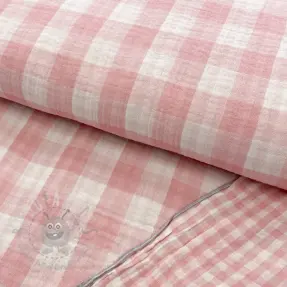 Double gauze/muslin Double sided CHECKS MINI old rose