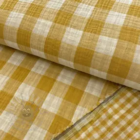 Double gauze/muslin Double sided CHECKS MINI ochre