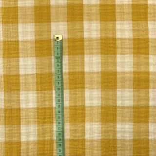 Double gauze/muslin Double sided CHECKS MINI ochre