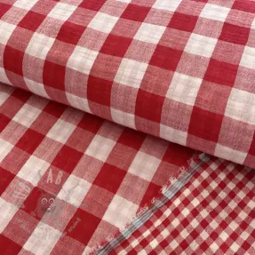 Double gauze/muslin Double sided CHECKS MINI red