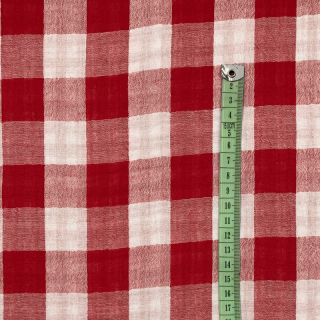 Double gauze/muslin Double sided CHECKS MINI red