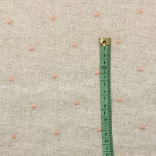 Linen viscose embroidery Dots rose
