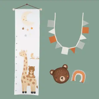Decoration fabric Kids room deco PANEL linenlook digital print