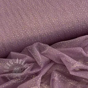 Tulle netting ROYAL SPARKLE dark lilac gold