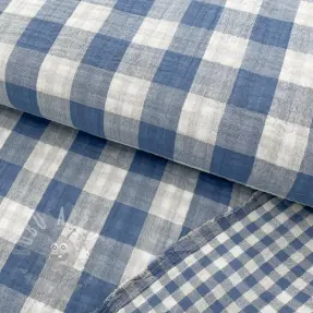 Double gauze/muslin Double sided CHECKS MINI indigo
