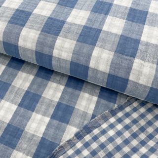 Double gauze/muslin Double sided CHECKS MINI indigo