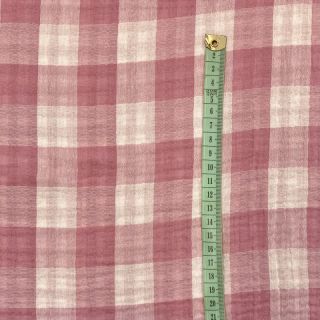 Double gauze/muslin Double sided CHECKS MINI mauve