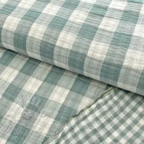 Double gauze/muslin Double sided CHECKS MINI green