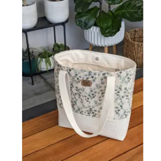 Decoration fabric Linenlook Little eucalyptus