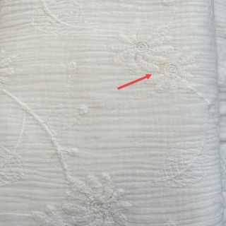Double gauze/muslin EMBROIDERED Leaf white 2nd class