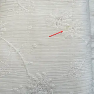 Double gauze/muslin EMBROIDERED Leaf white 2nd class