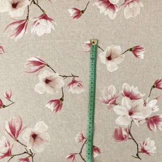 Decoration fabric Linenlook Floral magnolia bloom