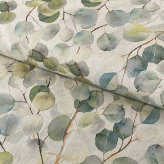 Decoration fabric Linenlook Eucalyptus boho leaf digital print
