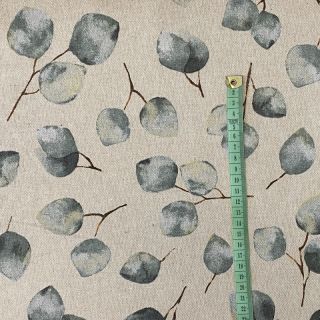 Decoration fabric Linenlook Eucalyptus watercolour branch