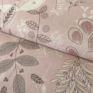 Decoration fabric Linenlook Soft calming leaves