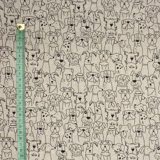Decoration fabric Linenlook Dog cartoon line