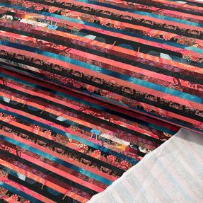 Sweat fabric Japan scenery stripes digital print