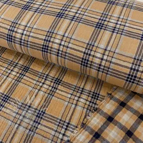 Double gauze/muslin Double sided CHECKS multicolour brown