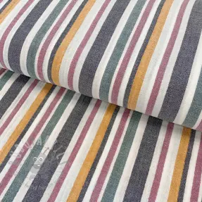 Double gauze/muslin yarn dyed Stripe purple