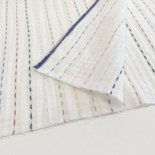 Double gauze/muslin Embroidery stripes white