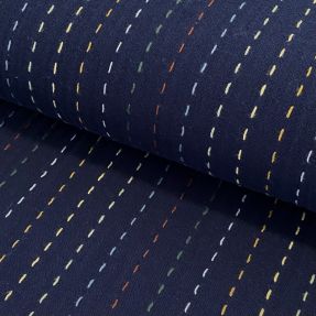 Double gauze/muslin Embroidery stripes dark blue