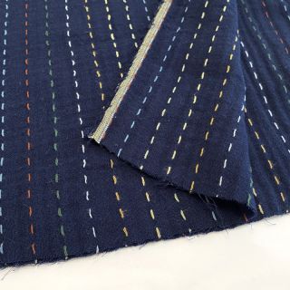 Double gauze/muslin Embroidery stripes dark blue