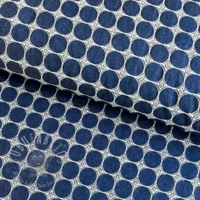 Cotton fabric JEANS Circles dark blue