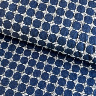 Cotton fabric JEANS Circles dark blue