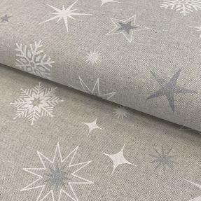 Decoration fabric Linenlook Magic star silver grey