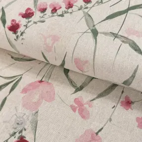 Decoration fabric Linenlook Floral Iris fresia