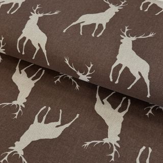 Decoration fabric Linenlook Hunting deer silhouette