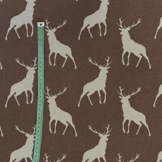 Decoration fabric Linenlook Hunting deer silhouette