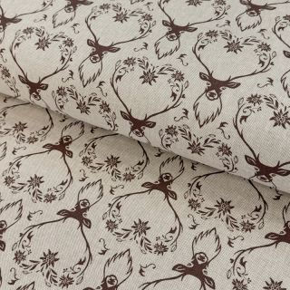 Decoration fabric Linenlook Deer heart edelweiss