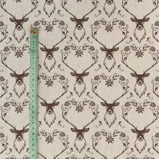 Decoration fabric Linenlook Deer heart edelweiss