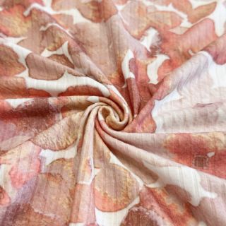 Jersey RIB Flowers peach digital print