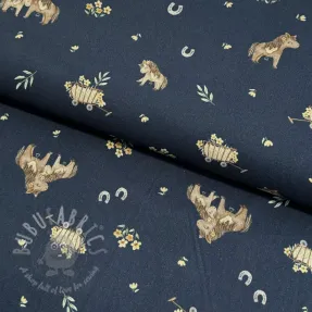 Cotton fabric Ponny navy digital print