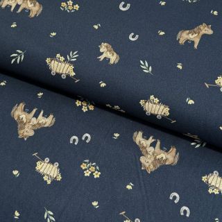 Cotton fabric Ponny navy digital print