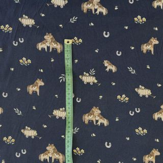 Cotton fabric Ponny navy digital print