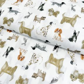 Cotton fabric Dogs white