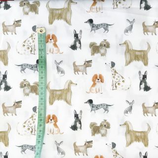 Cotton fabric Dogs white