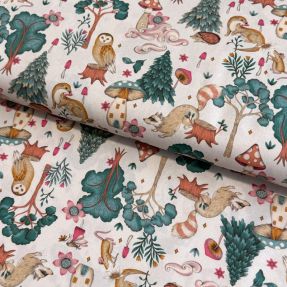 Cotton fabric Fairytale forest ecru digital print