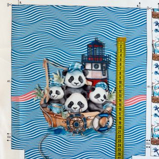 Decoration fabric KIDS BACKPACK Sailor Panda PANEL