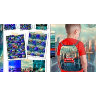Decoration fabric KIDS BACKPACK Awesome cars PANEL
