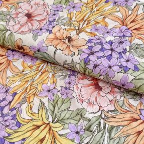 Cotton fabric VOILE Pastel flowers digital print