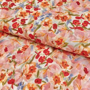 Cotton fabric VOILE Peach meadow digital print