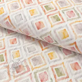 Double gauze/muslin Geo watercolour mauve digital print