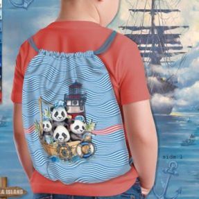 Decoration fabric KIDS BACKPACK Sailor Panda PANEL