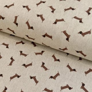 Decoration fabric Linenlook LITTLE DACHSHUND DOG