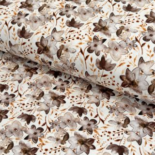 Jersey VISCOSE LYCRA HEAVY Small fowers taupe digital print