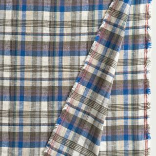 Linen viscose YARN DYED Check cobalt